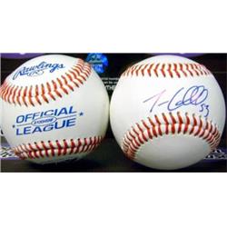 486872 Trevor Cahill Autographed Baseball Oakland Athletics 2018 Star Pitcher Not a Major League Ball with Display Cube