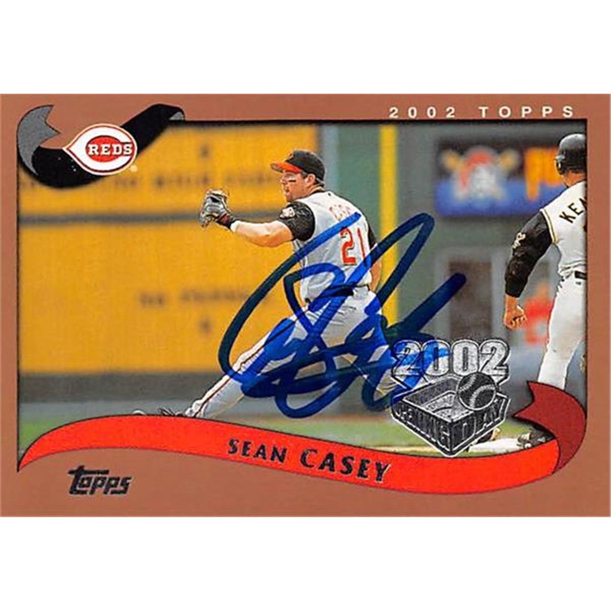 538865 Sean Casey Autographed Baseball Card - Cincinnati Reds 2002 Topps No.6
