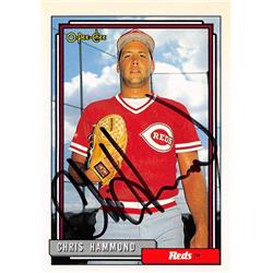 538882 Chris Hammond Autographed Baseball Card - Cincinnati Reds, 67 1992 O-Pee-Chee No.744