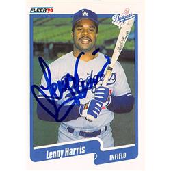 539043 Lenny Harris Autographed Baseball Card - Los Angeles Dodgers, 67 1990 Fleer No.397