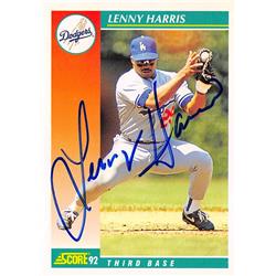 539044 Lenny Harris Autographed Baseball Card - Los Angeles Dodgers, 67 1992 Score No.291