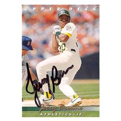 539244 Jerry Browne Autographed Baseball Card - Oakland Athletics 1992 Upper Deck No.129