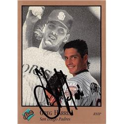 539345 Greg Harris Autographed Baseball Card - San Diego Padres, 67 1992 Leaf Studio No.105