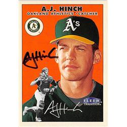 559894 A.J. Hinch Autographed Baseball Card - Oakland Athletics, 67 2000 Fleer Tradition No.421