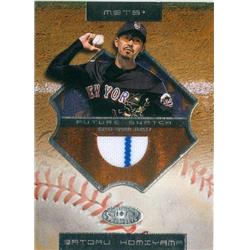 517129 Satoru Komiyama Player Worn jersey Patch Baseball Card - New York Mets 2002 Fleer Hot Prospects No.86 Limited Edition 0990 of 1000