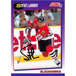 Picture of Autograph Warehouse 560146 Steve Larmer Autographed Hockey Card - Chicago Blackhawks&#44; 67 1990 Pro Set All Star No.345