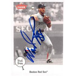 527380 Wade Boggs Autographed Baseball Card - Boston Red Sox 2001 Fleer Greats No.91