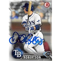 527598 Daniel Robertson Autographed Baseball Card - Tampa Bay Rays 2016 Bowman No.BP96
