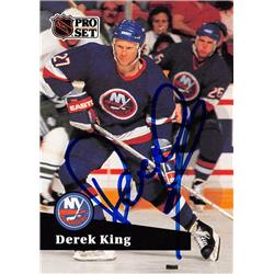 Picture of Autograph Warehouse 528033 Derek King Autographed Hockey Card - New York Islanders&#44; SC 1991 Pro Set No.146