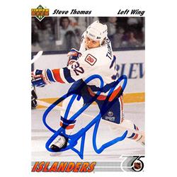Picture of Autograph Warehouse 528221 Steve Thomas Autographed Hockey Card - New York Islanders&#44; SC 1992 Upper Deck No.534