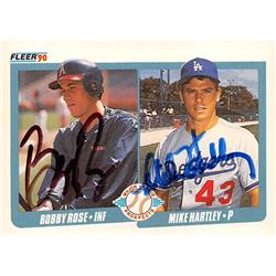 517009 Mike Hartley Bobby Rose Autographed Baseball Card 1990 Fleer No.651 Prospects - Angels Dodgers, Black