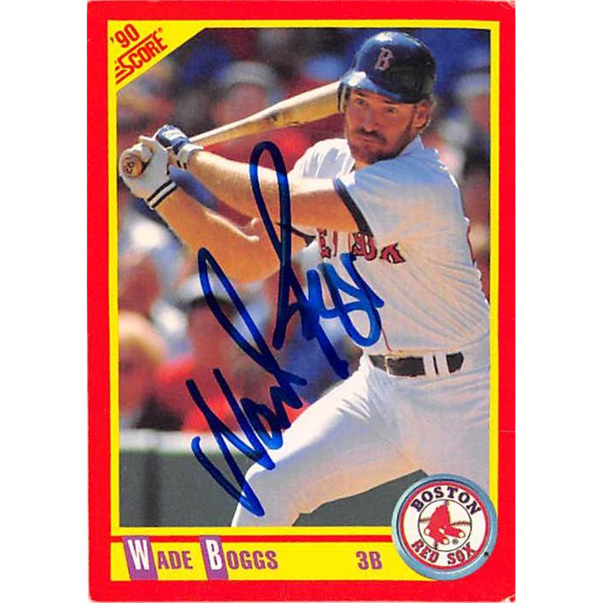 527379 Wade Boggs Autographed Baseball Card - Boston Red Sox 1990 Score No.245