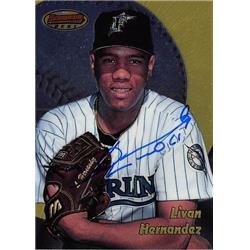 527472 Livan Hernandez Autographed Baseball Card - Florida Marlins 1998 Bowmans Best No.98