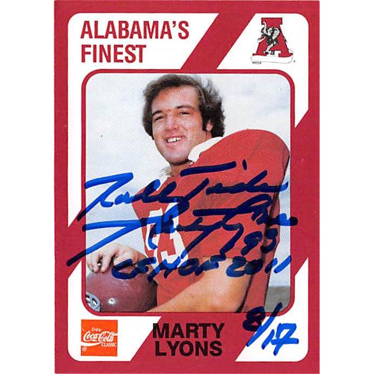 Picture of Autograph Warehouse 345132 Marty Lyons Autographed Football Card - Alabama Crimson Tide 1989 College Collection No.59 Inscribed Roll Tide CFHOF 2011