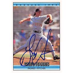 539355 Greg Harris Autographed Baseball Card - San Diego Padres, 67 1992 Donruss No.49