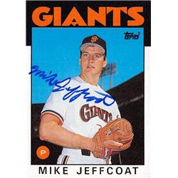 559906 Mike Jeffcoat Autographed Baseball Card - San Francisco Giants, 67 1986 Topps No.571