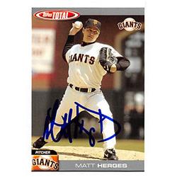 Picture of Autograph Warehouse 123087 Matt Herges Autographed Baseball Card - San Francisco Giants&#44; FT 2004 Topps Total No.258