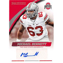 Picture of Autograph Warehouse 249478 Michael Bennett Autographed Football Card - Ohio State Buckeyes 2015 Panini Team Collection No.MB-OSU