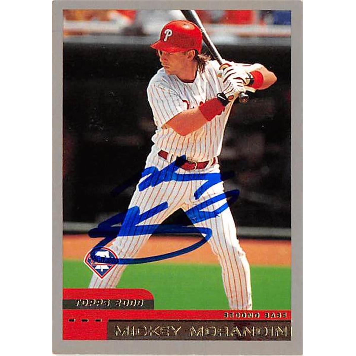 539263 Mickey Morandini Autographed Baseball Card - Philadelphia Phillies 2000 Topps Traded No.T104