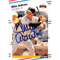 539362 Mike Aldrete Autographed Baseball Card - San Francisco Giants 1988 Fleer No.76