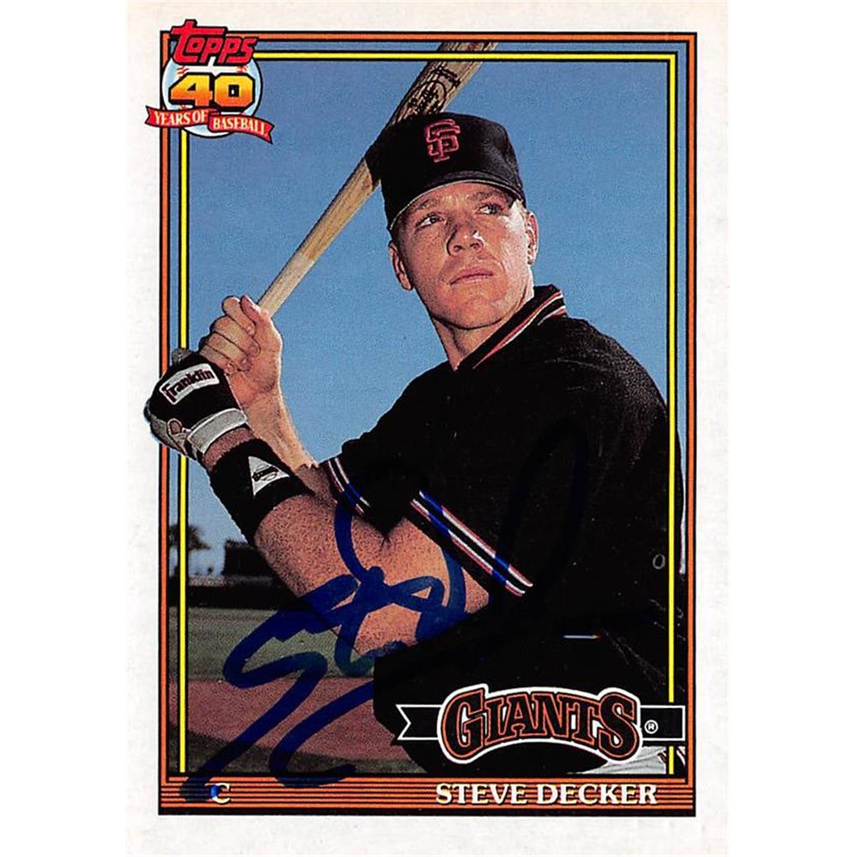 539383 Steve Decker Autographed Baseball Card - San Francisco Giants, 67 1991 Topps Traded No.29T