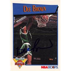 560003 Dee Brown Autographed Basketball Card - Boston Celtics 1991 Hoops Slam Dunk Champion No.VI