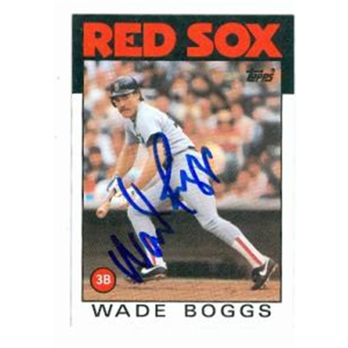 74213 Wade Boggs Autographed Baseball Card - Boston Red Sox 1986 Topps No.510