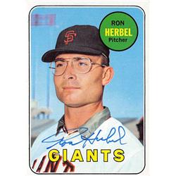 559870 Ron Herbel Autographed Baseball Card - San Francisco Giants, 67 1969 Topps No.251