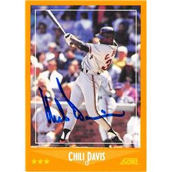 560354 Chili Davis Autographed Baseball Card - San Francisco Giants 1988 Score No.605