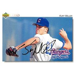 539478 Kurt Miller Autographed Baseball Card - Texas Rangers, 67 1992 Upper Deck Top Prospects No.166