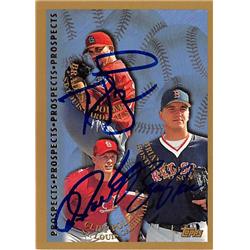 516993 Cliff Politte Brian Rose Braden Looper Autographed Baseball Card 1998 Topps No.485 Prospects - Red Sox Cardinals