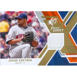517131 Johan Santana Player Worn jersey Patch Baseball Card - Minnesota Twins New York Mets 2009 Upper Deck SPX No.GJSA