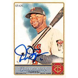 527503 Denard Span Autographed Baseball Card - Minnesota Twins 2011 Topps Allen & Ginters No.254