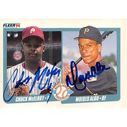 517013 Chuck McElroy Moises Alou Autographed Baseball Card 1990 Fleer No.650 Prospects - Phillies Pirates Rookie