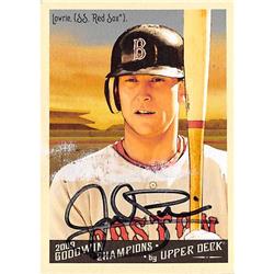 527294 Jed Lowrie Autographed Baseball Card - Boston Red Sox 2009 Upper Deck Goodwin Champions No.153 Scratched Front