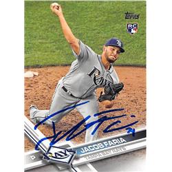 527594 Jacob Faria Autographed Baseball Card - Tampa Bay Rays 2017 Topps Rookie No.US240 pitching
