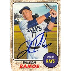 527595 Wilson Ramos Autographed Baseball Card - Tampa Bay Rays 2017 Topps Heritage No.89