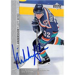 Picture of Autograph Warehouse 528049 Niclas Andersson Autographed Hockey Card - New York Islanders&#44; SC 1997 Upper Deck No.292