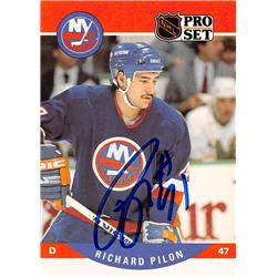 Picture of Autograph Warehouse 528053 Richard Pilon Autographed Hockey Card - New York Islanders&#44; SC 1990 Pro Set No.486