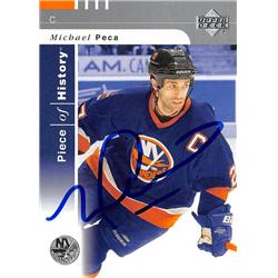 Picture of Autograph Warehouse 528220 Michael Peca Autographed Hockey Card - New York Islanders&#44; SC 2002 Upper Deck Piece of History No.57