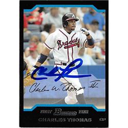 538659 Charles Thomas Autographed Baseball Card - Atlanta Braves 2004 Bowman First Year Rookie No.BDP22