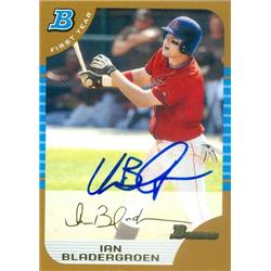 538714 Ian Bladergroen Autographed Baseball Card - Boston Red Sox 2005 Bowman 1st Year Gold Rookie No.185