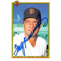 538813 Terry Kennedy Autographed Baseball Card - San Francisco Giants 1990 Bowman No.241