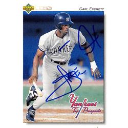 539211 Carl Everett Autographed Baseball Card - New York Yankees, 67 1992 Upper Deck Top Prospects Rookie No.155