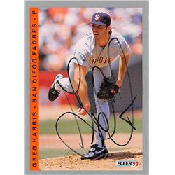 539347 Greg Harris Autographed Baseball Card - San Diego Padres, 67 1993 Fleer No.139