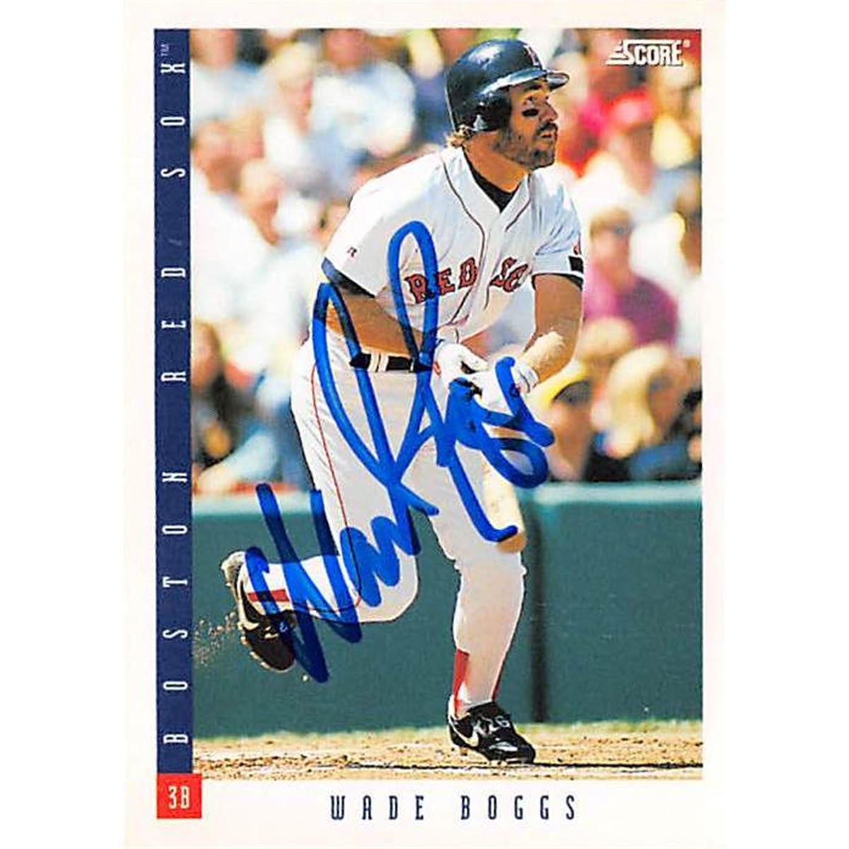 527377 Wade Boggs Autographed Baseball Card - Boston Red Sox 1993 Score No.592