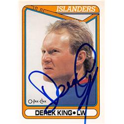 Picture of Autograph Warehouse 528028 Derek King Autographed Hockey Card - New York Islanders&#44; SC 1990 O-Pee-Chee No.128