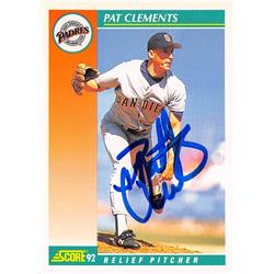 539359 Pat Clements Autographed Baseball Card - San Diego Padres, 67 1992 Score No.714