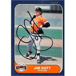 539368 Jim Gott Autographed Baseball Card - San Francisco Giants 1986 Fleer No.542