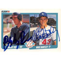 517010 Mike Hartley Bobby Rose Autographed Baseball Card 1990 Fleer No.651 Prospects - Angels Dodgers